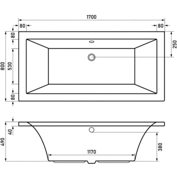 акриловая ванна 170x80 см berges tari 052028