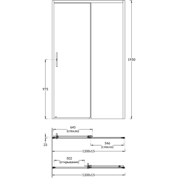 душевая дверь kerama marazzi vetro 120 ve.120.sd.cr профиль хром, стекло прозрачное