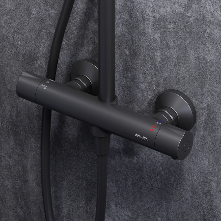 комплект душевого уголка с душевой системой и аксессуарами am.pm gem s 100x80 wk93eq профиль черный матовый стекло прозрачное