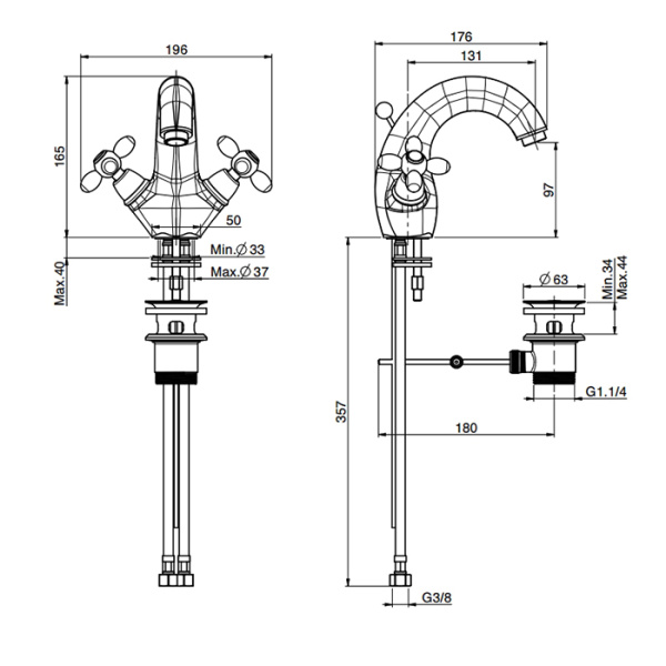 смеситель fima carlo frattini olivia f5041or на раковину, на 1 отв., с донным клапаном, золото