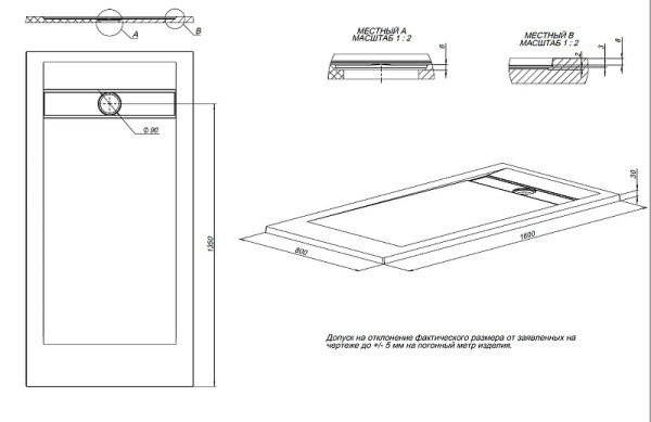 душевой поддон из искусственного камня allen brau infinity 160×80 8.21006-am антрацит