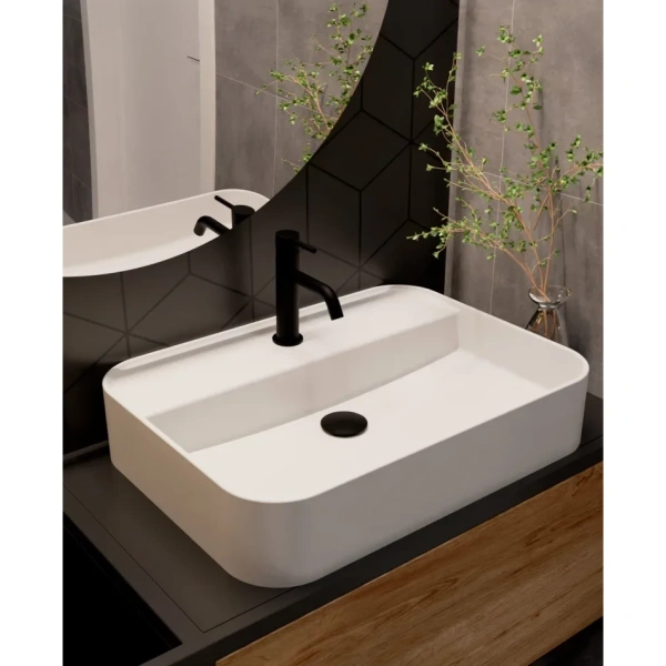 смеситель для раковины aquame siena aqm6210mb без донного клапана, черный матовый