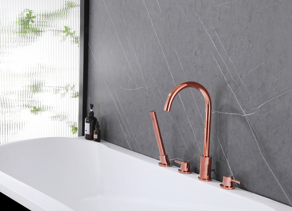 смеситель на борт ванны abber wasser kreis af8113rg, цвет розовое золото