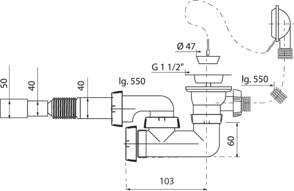 слив-перелив для ванны wirquin 30718061 40 мм, хром