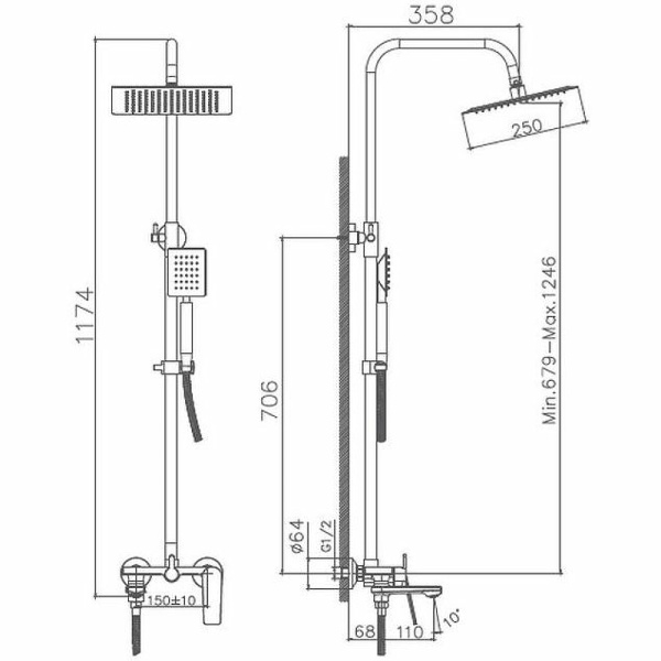 душевая система haiba hb24533-3 цвет пепельный