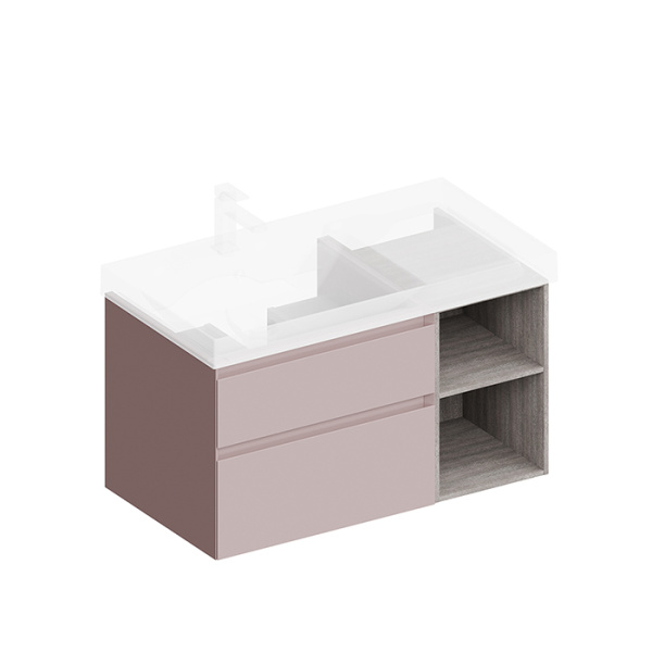 тумба подвесная 90см kerama marazzi cubo cu.90lh\mal, левая, цвет: мальва матовая