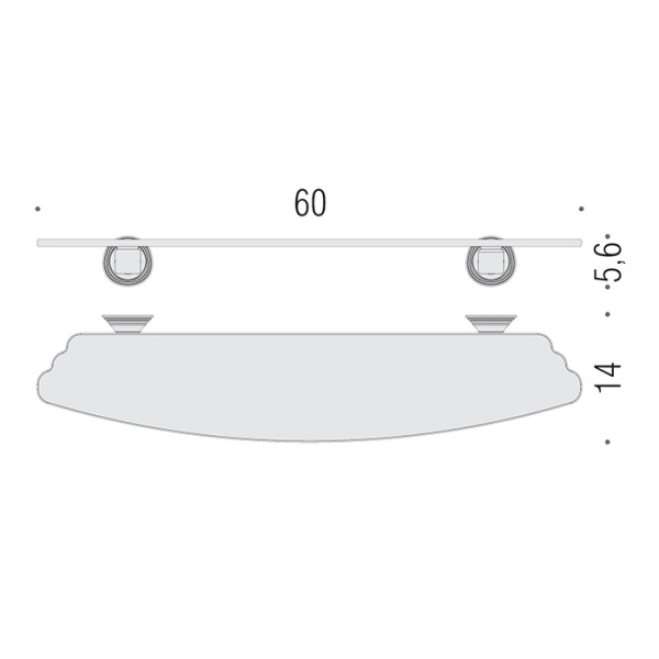  Полочка 60х14 см Colombo Design Hermitage B3316.HPS-VAN, подвесная, PVD золото|матовое стекло